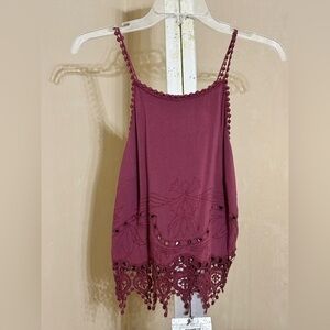 Kendall & Kylie Dusty Rose Cropped Embellished Camisole Sz Small